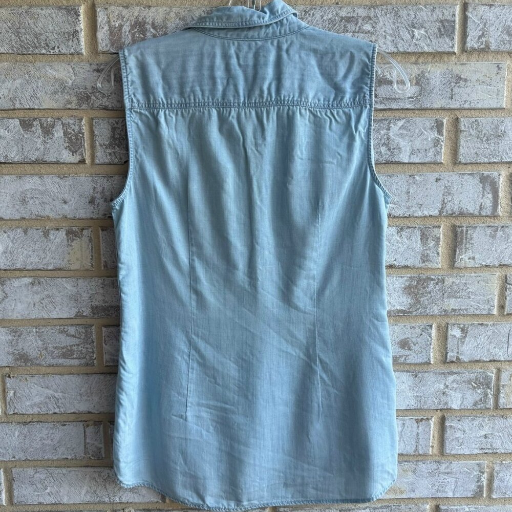 Talbots Sleeveless Half Button Collared Blue Deni… - image 2